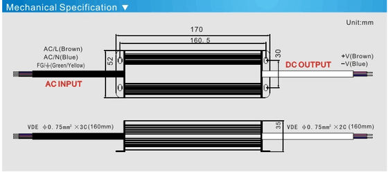 Waterdicht IP67 Led Strip Light Transformer Stroomvoorziening 12v 60w