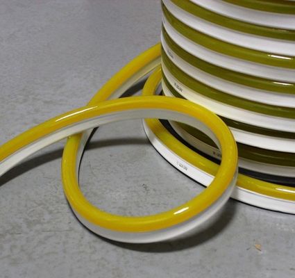 Geel gekleurd pvc-deklaag neon flexibele strook 220v led neonflex lint touw 11x18mm dun waterdicht buitenversiering